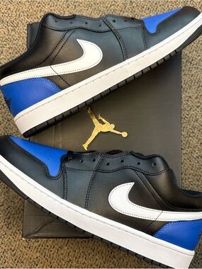 Jordan 1 Low Black Royal Toe Men’s Low Top Sneakers Black White Royal Blue